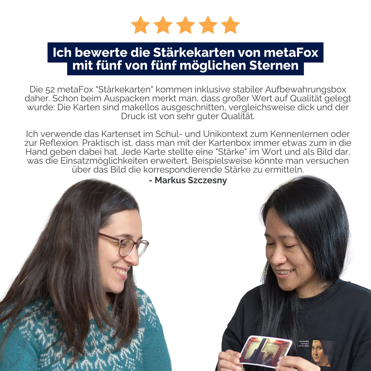 metaFox Stärkenkarten „Deine Stärken“ für ressourcen-orientiertes Gespräch