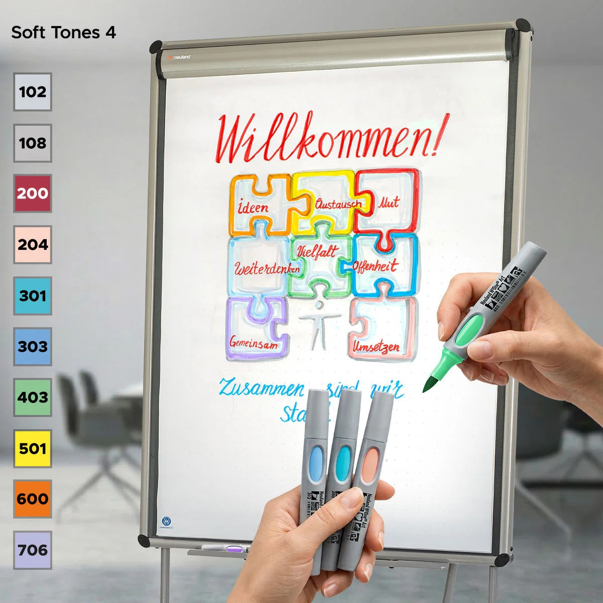 Moderationsmarker Neuland No.One® Art mit Pinselspitze 0,5-7 mm – 10er Farb-Set