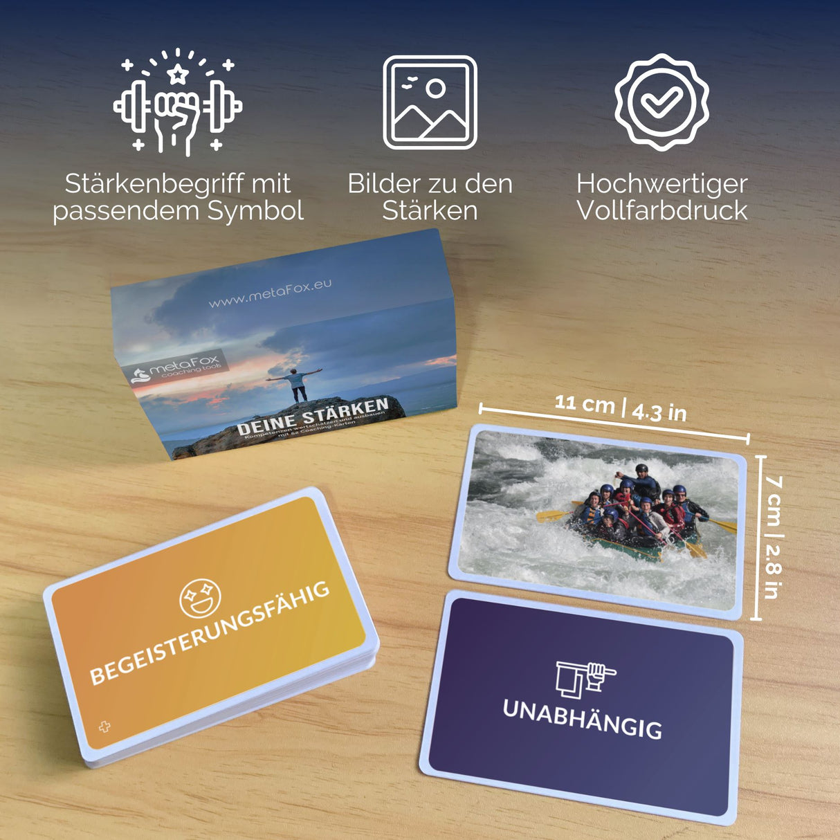 metaFox Stärkenkarten „Deine Stärken“ für ressourcen-orientiertes Gespräch