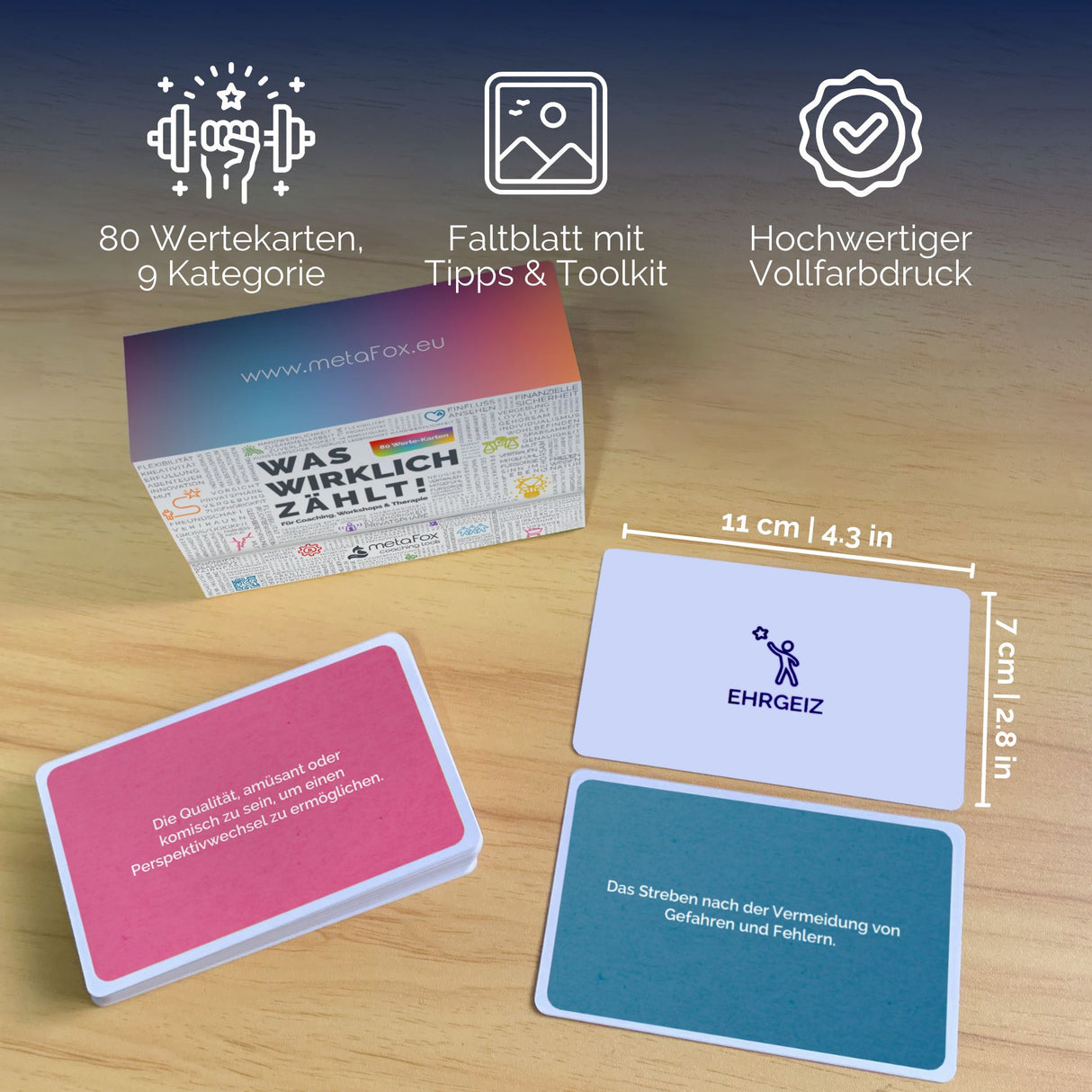 metaFox Wertekarten „Was wirklich zählt!“ für die Arbeit mit Werten