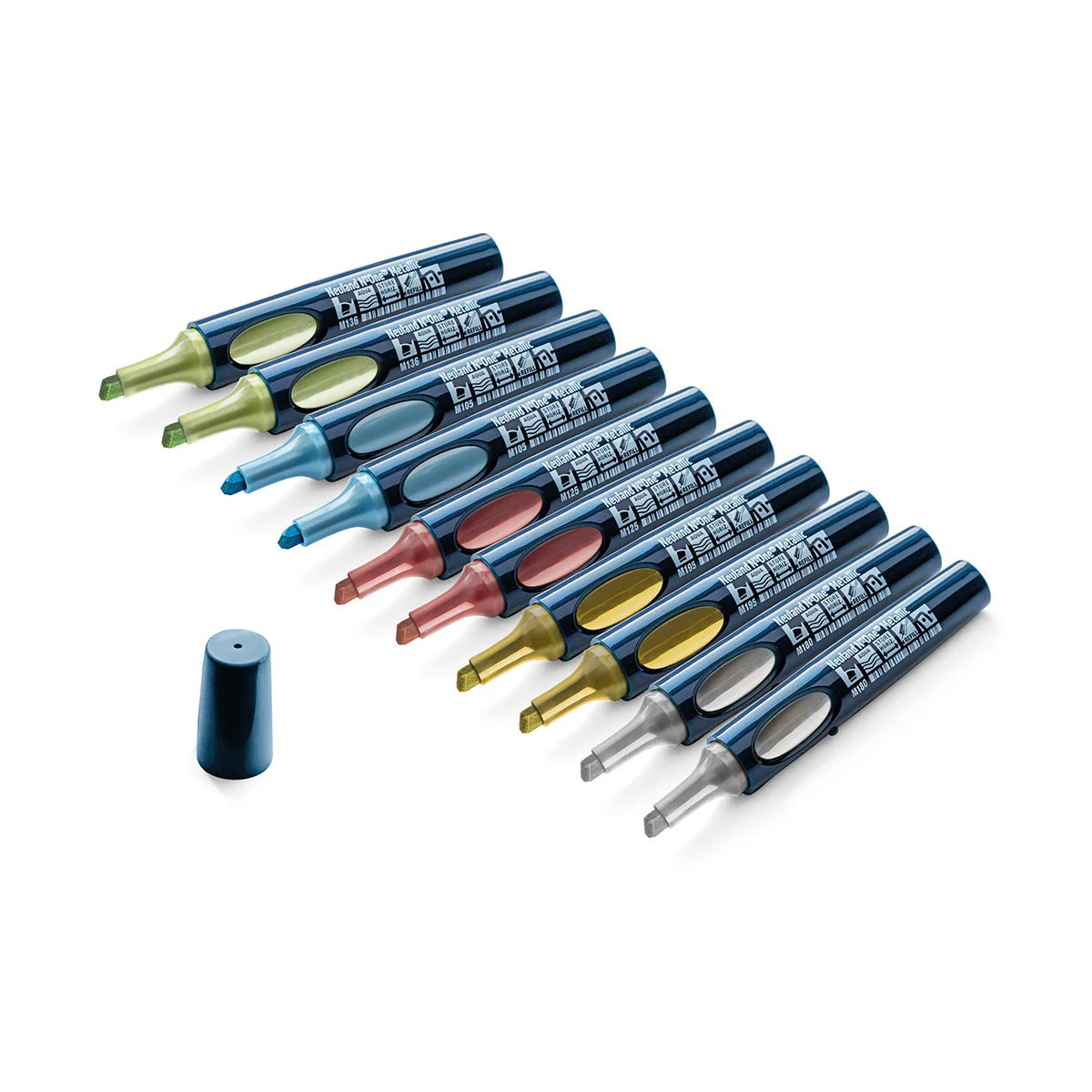 Moderationsmarker Neuland No.One® Metallic mit Keilspitze 2-6 mm – 10er Farb-Set